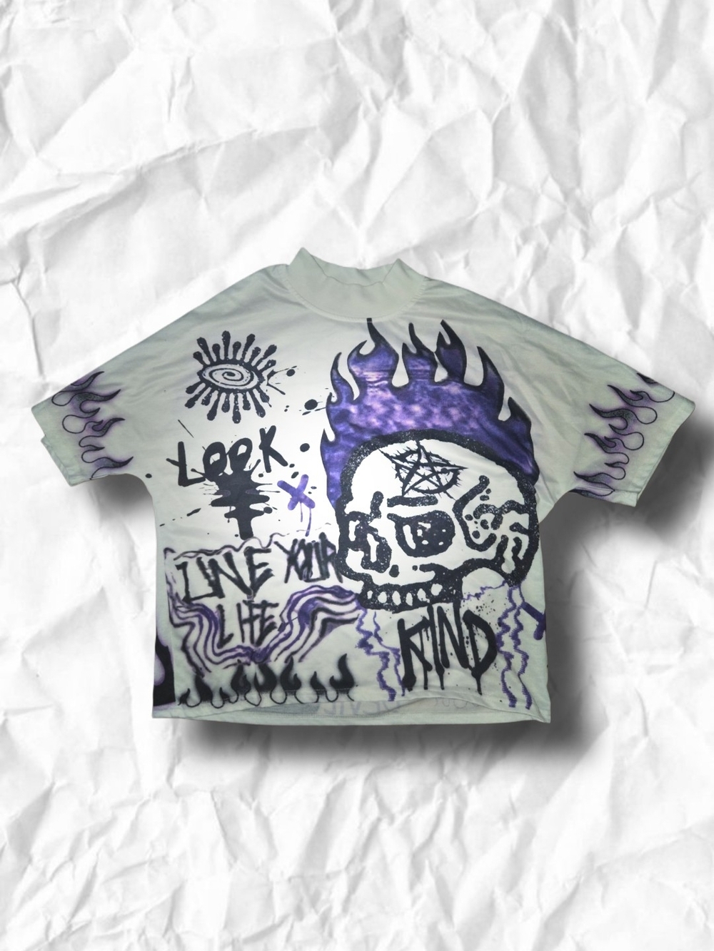 Graphic Skull Tee with Purple Accents